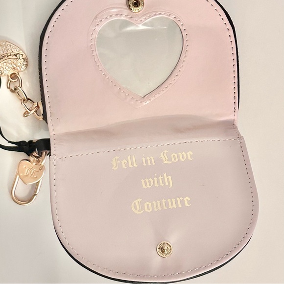 Juicy Couture Classic Pink Card Coin Purse Wallet Scottie Dog Crest Zip Half - Picture 4 of 10